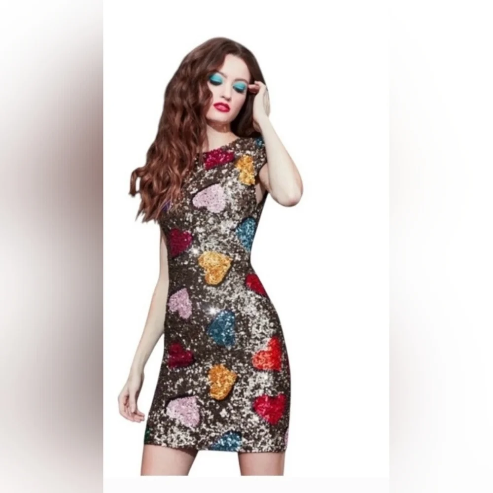 Alice + olivia Nat Heart Sequin Mini Dress Size 0 - Picture 12 of 16